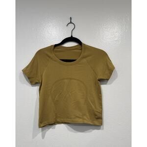 Lululemon Cropped Swiftly Top Women’s Short Sleeve‎ Run Gym Gold Brown Color